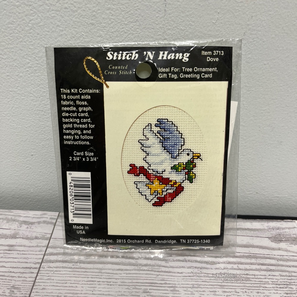 NeedleMagic Stitch N Hang Counted Cross Stitch Kit 3713 Patriotic Dove Ornament